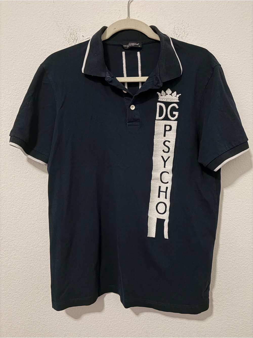 Dolce & Gabbanna Navy Short-Sleeve Polo Shirt with White Trim